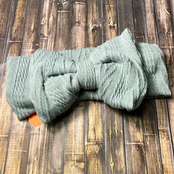 5for$10 Green Cable Knit Sweater Infant Knotted Bow Headwrap Girls Accessories - Picture 4 of 4